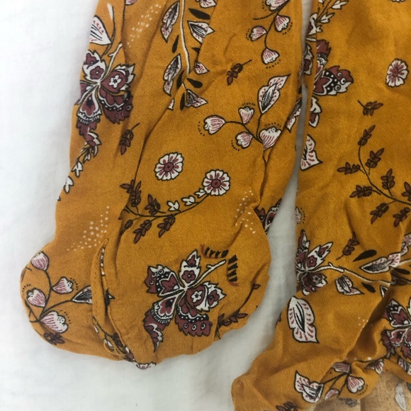 Deep yellow floral top with cross-over front - Picture 5 of 7